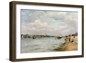 The Seine at Passy - the Trocadero and the Port De Grenelle (Oil)-Stanislas Victor Edouard Lepine-Framed Giclee Print