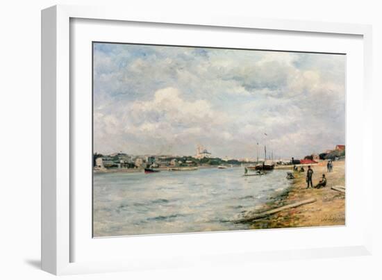 The Seine at Passy - the Trocadero and the Port De Grenelle (Oil)-Stanislas Victor Edouard Lepine-Framed Giclee Print