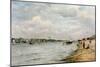 The Seine at Passy - the Trocadero and the Port De Grenelle (Oil)-Stanislas Victor Edouard Lepine-Mounted Giclee Print