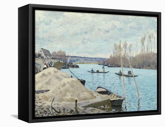 The Seine at Port-Marly, Piles of Sand, 1875-Alfred Sisley-Framed Stretched Canvas