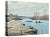 The Seine at Port-Marly, Piles of Sand, 1875-Alfred Sisley-Stretched Canvas