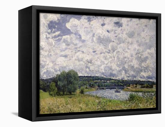 The Seine at Suresnes, 1877-Alfred Sisley-Framed Stretched Canvas
