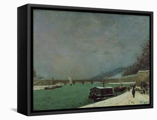 The Seine at the Pont D'Iena, Winter, 1875-Paul Gauguin-Framed Stretched Canvas