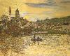 The Seine at Vetheuil-Claude Monet-Framed Textured Art