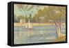 The Seine by the Island of Jatte in Spring-Georges Seurat-Framed Stretched Canvas