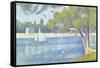 The Seine by the Island of Jatte in Spring-Georges Seurat-Framed Stretched Canvas