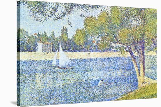 The Seine by the Island of Jatte in Spring-Georges Seurat-Stretched Canvas