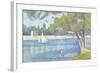 The Seine by the Island of Jatte in Spring-Georges Seurat-Framed Premium Giclee Print