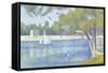 The Seine by the Island of Jatte in Spring-Georges Seurat-Framed Stretched Canvas