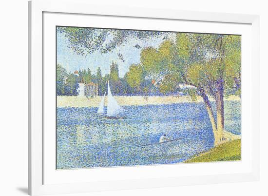 The Seine by the Island of Jatte in Spring-Georges Seurat-Framed Art Print