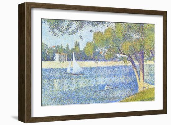 The Seine by the Island of Jatte in Spring-Georges Seurat-Framed Art Print