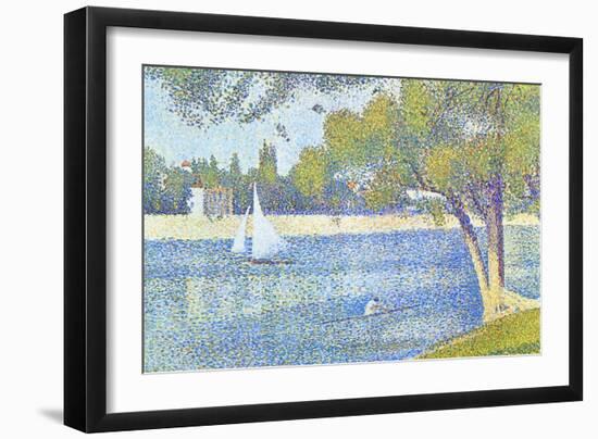 The Seine by the Island of Jatte in Spring-Georges Seurat-Framed Art Print