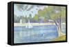 The Seine by the Island of Jatte in Spring-Georges Seurat-Framed Stretched Canvas