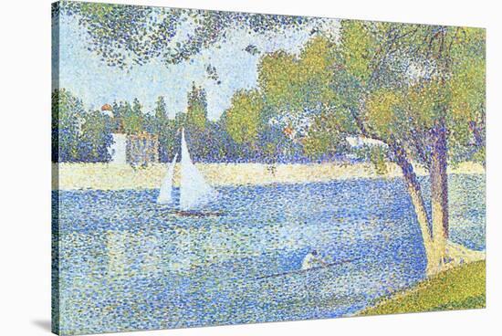 The Seine by the Island of Jatte in Spring-Georges Seurat-Stretched Canvas