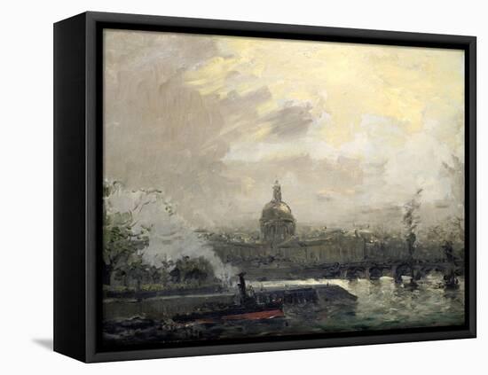 The Seine, Conti Quay, C19th Century-Frank Myers Boggs-Framed Stretched Canvas