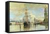 The Seine in Rouen, 1874-Claude Monet-Framed Stretched Canvas