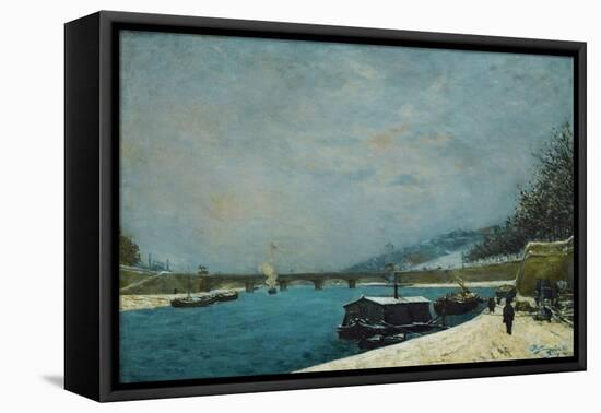 The Seine Near the Pont De Jena, Snow-Paul Gauguin-Framed Stretched Canvas