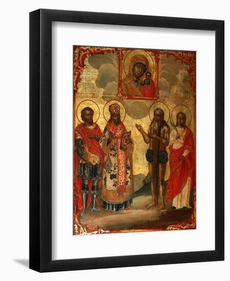 The Selected Saints before the Icon of Our Lady of Kazan, Late 18th Cent.-Evfimy Denisov-Framed Giclee Print