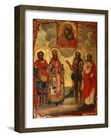 The Selected Saints before the Icon of Our Lady of Kazan, Late 18th Cent.-Evfimy Denisov-Framed Giclee Print