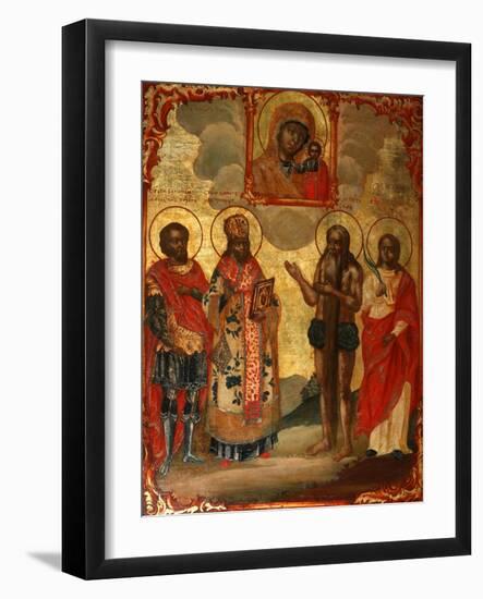 The Selected Saints before the Icon of Our Lady of Kazan, Late 18th Cent.-Evfimy Denisov-Framed Giclee Print