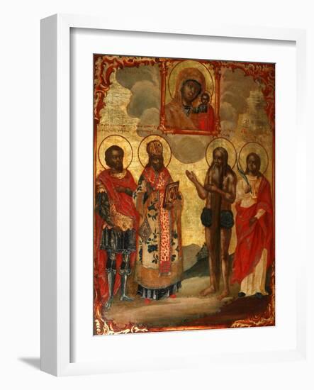 The Selected Saints before the Icon of Our Lady of Kazan, Late 18th Cent.-Evfimy Denisov-Framed Giclee Print