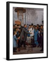 THE SELLER OF NOVELTIES IN Paris, 1873 (Oil on Canvas)-Ilya Efimovich Repin-Framed Giclee Print