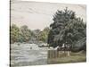 The Serpentine, Hyde Park, 1939 (Watercolour, Pen and Black Ink)-Charles Ginner-Stretched Canvas