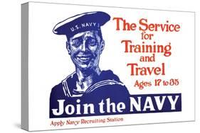 The Service for Training and Trave, Join the Navy, c.1917-James Montgomery Flagg-Stretched Canvas