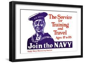 The Service for Training and Trave, Join the Navy, c.1917-James Montgomery Flagg-Framed Art Print