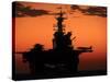 The Setting Sun Silhouettes the Amphibious Assault Ship USS Makin Island-Stocktrek Images-Stretched Canvas