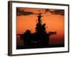 The Setting Sun Silhouettes the Amphibious Assault Ship USS Makin Island-Stocktrek Images-Framed Photographic Print