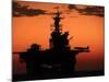 The Setting Sun Silhouettes the Amphibious Assault Ship USS Makin Island-Stocktrek Images-Mounted Photographic Print