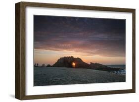 The Setting Sun Viewed Through the Hole at Pedra Furada, Jericoacoara, Brazil-Alex Saberi-Framed Photographic Print