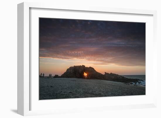 The Setting Sun Viewed Through the Hole at Pedra Furada, Jericoacoara, Brazil-Alex Saberi-Framed Photographic Print