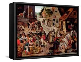 The Seven Acts of Charity-Pieter Brueghel the Younger-Framed Stretched Canvas