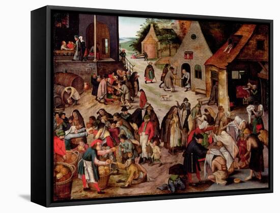 The Seven Acts of Charity-Pieter Brueghel the Younger-Framed Stretched Canvas