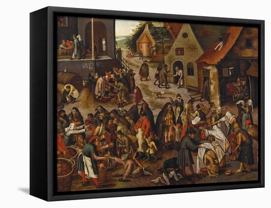 The Seven Acts of Mercy-Pieter Bruegel the Elder-Framed Stretched Canvas