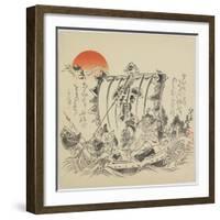 The Seven Gods of Good Fortune in Treasure Ship, C. 1887-Shibata Zeshin-Framed Giclee Print