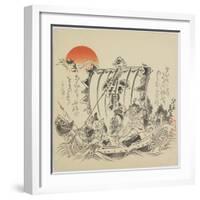 The Seven Gods of Good Fortune in Treasure Ship, C. 1887-Shibata Zeshin-Framed Giclee Print