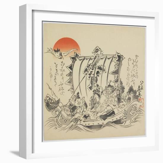 The Seven Gods of Good Fortune in Treasure Ship, C. 1887-Shibata Zeshin-Framed Giclee Print