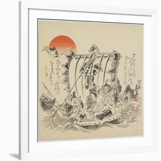 The Seven Gods of Good Fortune in Treasure Ship, C. 1887-Shibata Zeshin-Framed Giclee Print