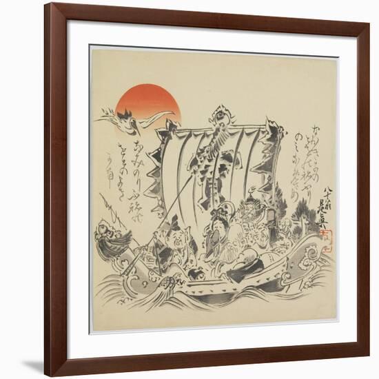 The Seven Gods of Good Fortune in Treasure Ship, C. 1887-Shibata Zeshin-Framed Giclee Print