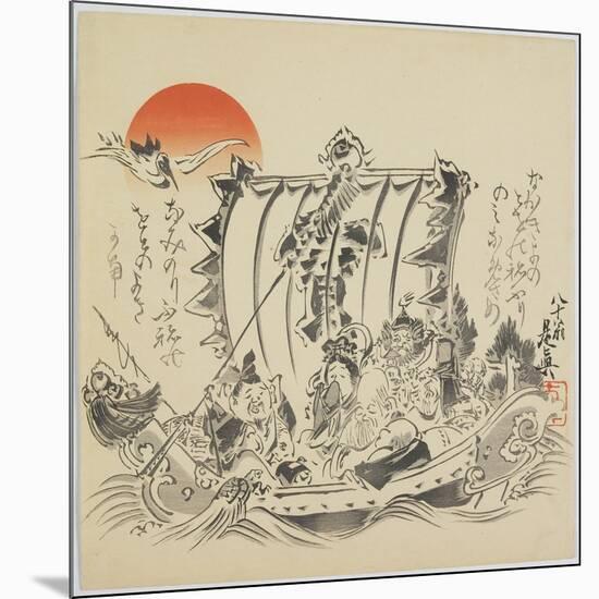 The Seven Gods of Good Fortune in Treasure Ship, C. 1887-Shibata Zeshin-Mounted Giclee Print