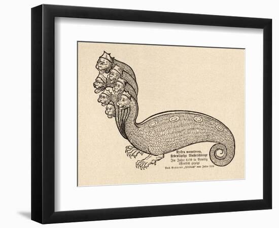 The Seven-Headed Hydra Seen at Venezia (Venice) in 1530-Conrad Gesner-Framed Art Print