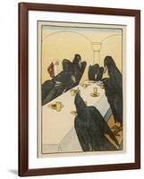 The Seven Ravens (Seven Brothers Transformed by a Wicked Spell) Sit at the Dinner Table-Willy Planck-Framed Art Print