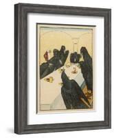 The Seven Ravens (Seven Brothers Transformed by a Wicked Spell) Sit at the Dinner Table-Willy Planck-Framed Art Print