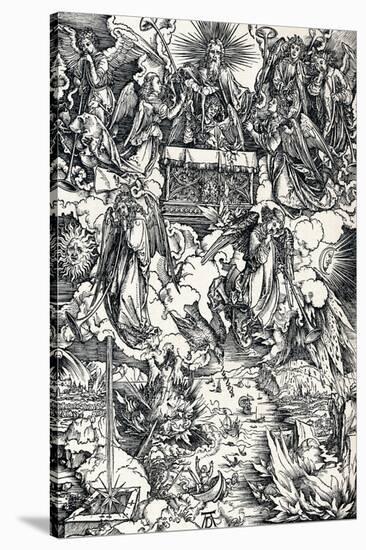 The Seven Trumpets are Given to the Angels, 1498-Albrecht Dürer-Stretched Canvas