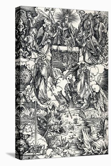 The Seven Trumpets are Given to the Angels, 1498-Albrecht Dürer-Stretched Canvas