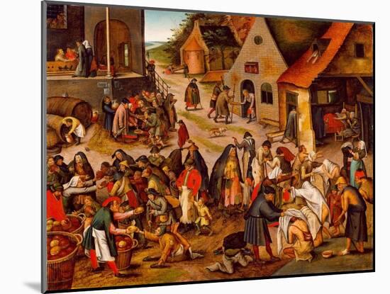 The Seven Works of Mercy, Between 1616 and 1638-Pieter Brueghel the Younger-Mounted Giclee Print