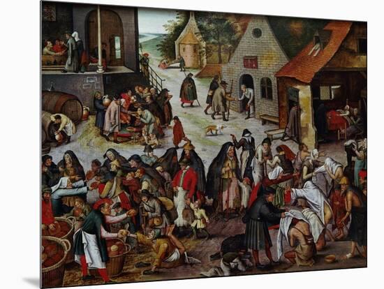 The Seven Works of Mercy-Pieter Brueghel the Younger-Mounted Giclee Print